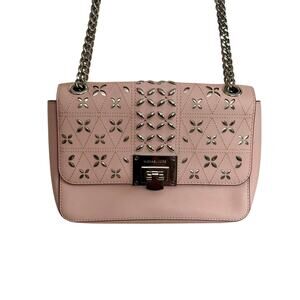 Michael Kors Tina Studded Small Clutch Crossbody Blossom Pink